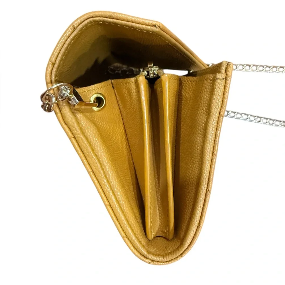 Saint Laurent YSL Cassandre Envelope Leather Wallet on Chain Mustard with COA
